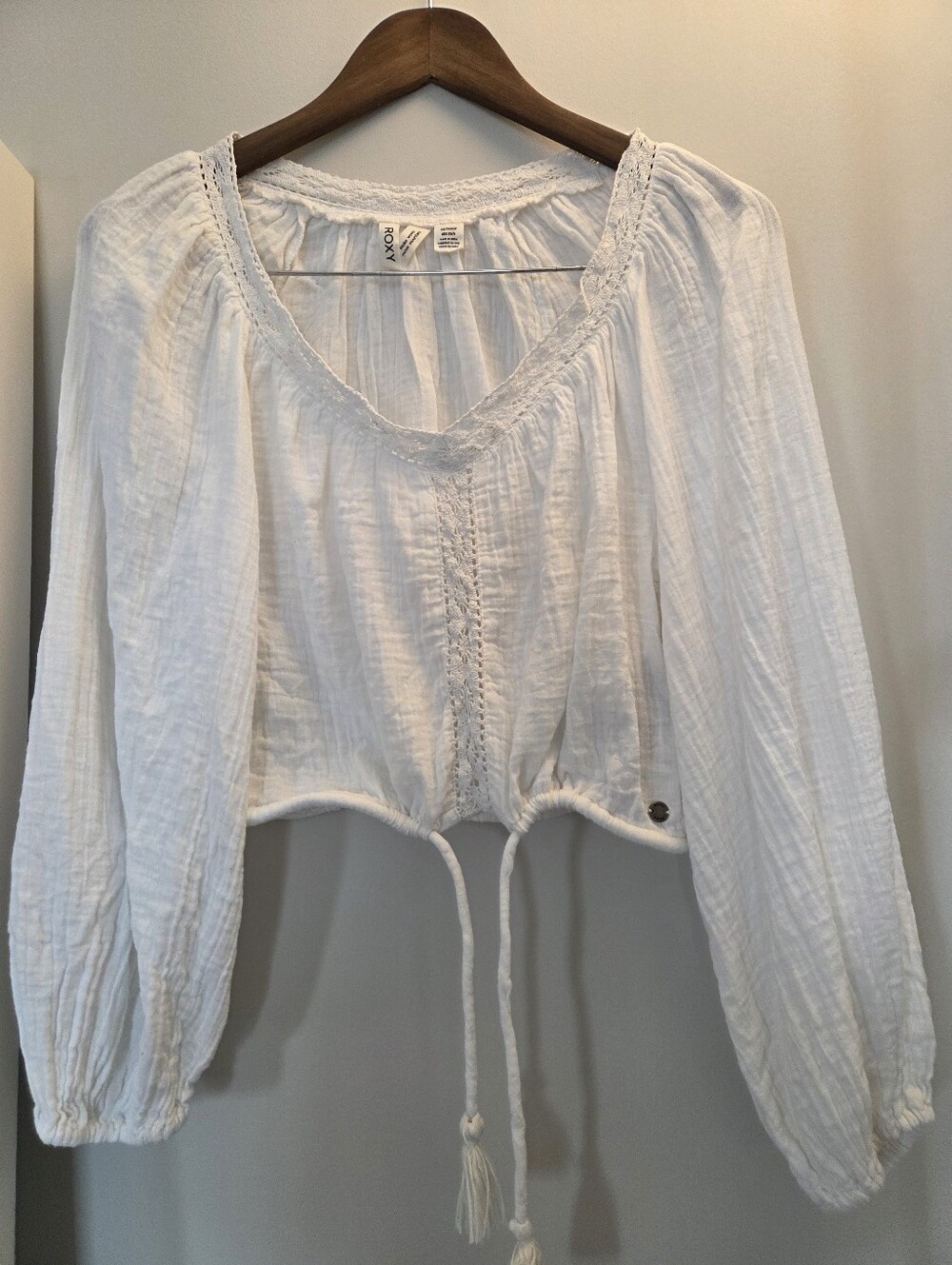 Roxy White Lace-Trim 100% Cotton Chemise